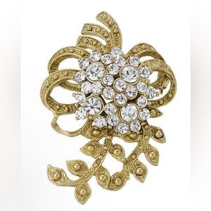 14K Gold Dipped Floral Crystal Cluster Brooch 1928 MINT